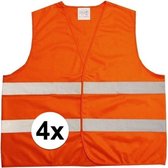 4x Oranje veiligheidsvesten voor volwassenen - reflecterend vest