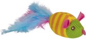 Nobby - Kat - Speelgoed - Pluche Muis - Gekleurd - met veren en catnip - 20 cm inclusief staart - 2 stuks