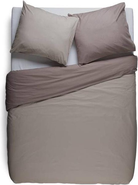 Snoozing Two Tone - Housse de couette - Twin - 270x200 / 220 cm + 2 taies d'oreiller 60x70 cm - Taupe / Camel