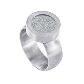 Quiges RVS Schroefsysteem Ring Zilverkleurig Mat 20mm met Verwisselbare Glitter Zilver 12mm Mini Munt