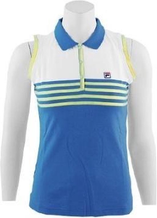 Fila - Polo Knitted - Dames Tennis Polo - S - Blue/yellow/White