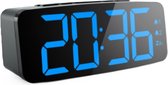 West Watches Digitale LED alarmklok dimbaar grote blauwe cijfers netstroom inclusief stekker - zwart