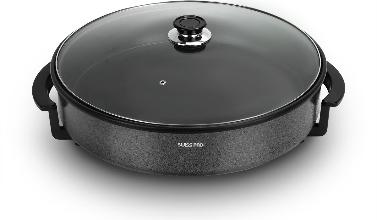 Swiss Pro+ - Multifunctionele grill pan XXL SP-PP42- Elektrische Hapjespan 42 cm - Pizzapan - Pizza - Kippiepan Snackpan