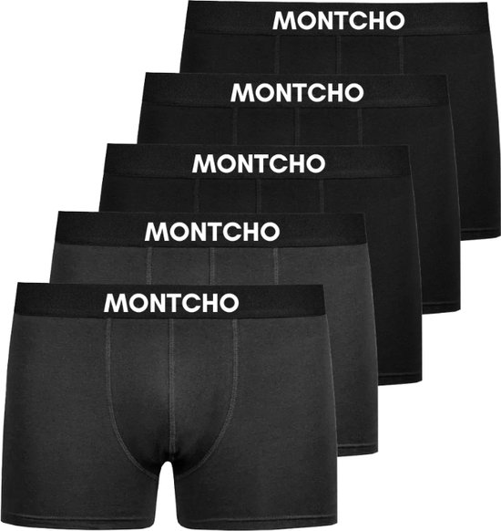 MONTCHO - Essence Series - Boxershort Heren - Onderbroeken heren - Boxershorts - Heren ondergoed - 5 Pack (3 Zwart - 2 Antraciet) - Heren - Maat S