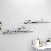 The Living Store Wandplanken - Grijs - 120 x 23.5 x 3.8 cm - Set van 2 - Honingraat MDF en Metaal
