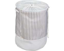 wasmand met koord - 60 l - opvouwbaar - stof - 56 x 42,5 cm - handgrepen - badkamer