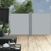 The Living Store zijluifel Retractable - 100 x (0-600) cm - Uittrekbaar - Antraciet - UV-bestendigWaterdicht polyester - Inclusief bevestigingsaccessoires en 2 palen