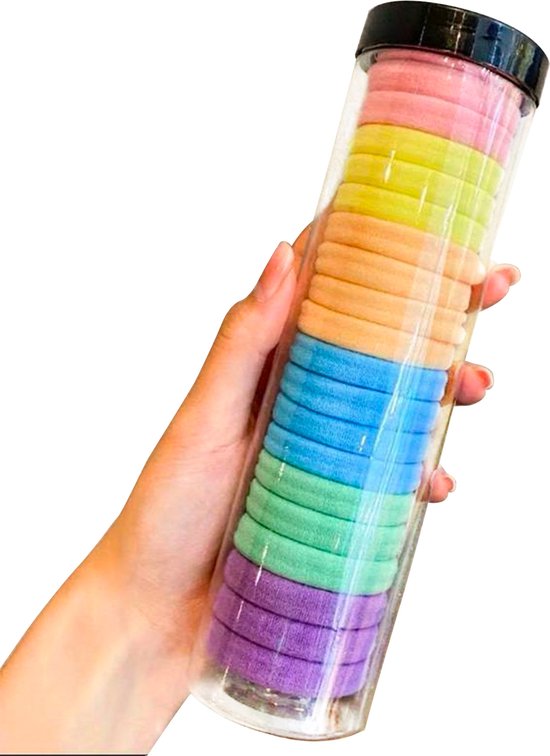 Team Bicep Koker met haarbandjes - Set van 6 kleuren - 20 stuks - Dikke Stevige elastiekjes - Hoge kwaliteit elastische haarbandjes