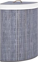The Living Store Bamboe Hoekwasmand - Grijs - 52.3 x 37 x 65 cm - 60 L - Uitneembare voering - Milieuvriendelijk - Opvouwbaar