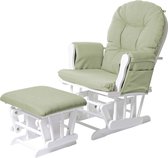 Relaxfauteuil MCW-C76, schommelstoel met kruk ~ stof/textiel, lichtgroen, frame wit