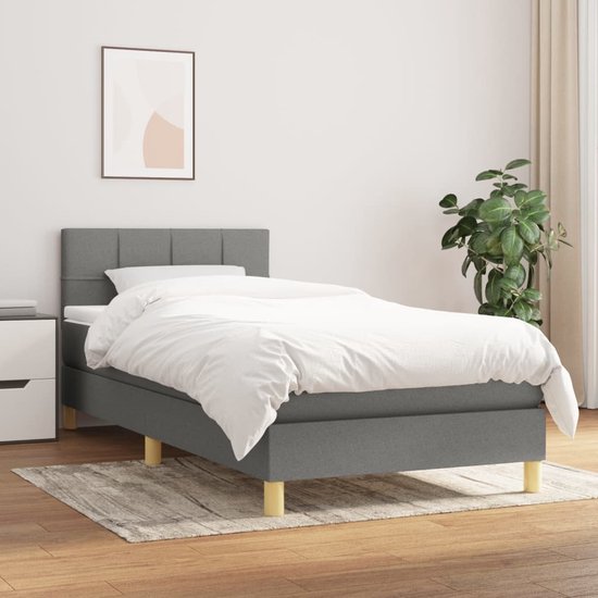 vidaXL-Boxspring-met-matras-stof-donkergrijs-100x200-cm