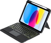 iPadspullekes - Apple iPad 2022 10.9 Inch 10de Generatie Toetsenbord Hoes - Bluetooth Magnetisch Smart Folio Keyboard Case - met Touchpad Muis en Verlichting - Zwart