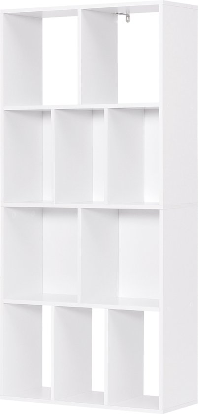 Wandkast - Moderne Boekenkast - Abstracte Kast - Woonkamer - Vakkenkast - Wit