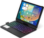 iPadspullekes - Apple iPad 2022 10.9 Inch 10de Generatie Keyboard Case - Bluetooth Toetsenbord Hoes - 360 graden draaibaar met Touchpad Muis - Zwart