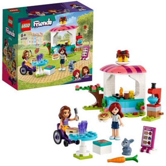 Ensemble de jeu LEGO Friends Crêperie avec mini-poupées, stand et boîte d'affichage.