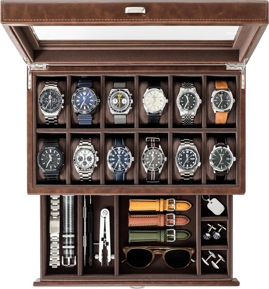 Tawbury Boîte à montres pour homme – Boîte à montres 12 compartiments pour  homme – 12... | bol