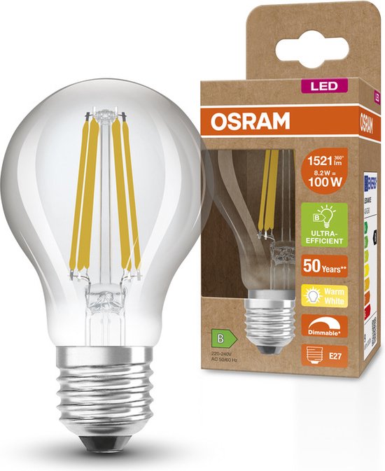 OSRAM 4099854065392 LED-lamp Energielabel B (A - G) E27 Ballon 8.2 W = 100 W Warmwit (Ø x h) 60 mm x 60 mm Dimbaar 1 stuk(s)