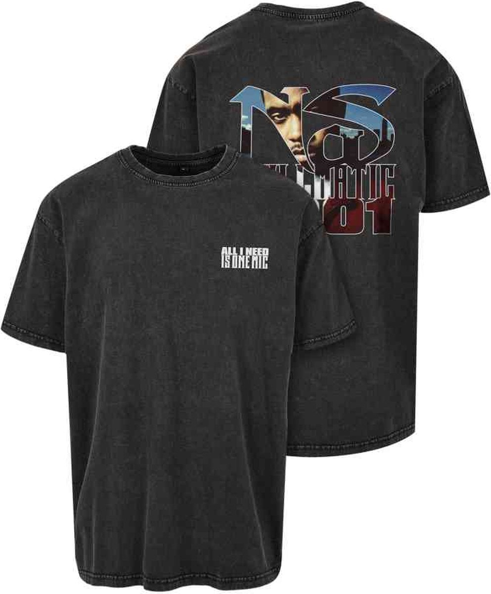 Mister Tee Nas Stillmatic Acid Washed Oversize Heren Tshirt XXL Zwart