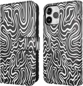 iMoshion Hoesje Geschikt voor iPhone 12 Pro / 12 Hoesje Met Pasjeshouder - iMoshion Design Bookcase smartphone - Meerkleurig / Black And White