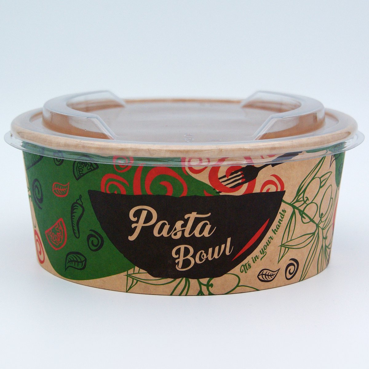 CUPSZ Kraft Pasta Bowl Met Deksel - Maaltijd Bowl - Karton - 750 ml (26 oz.) - Per 300 stuks