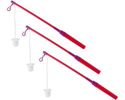 Lampionstokje - 3x - met LED lichtje - incl. batterijen - 40 cm - rood