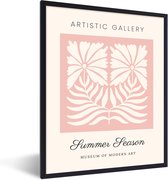 Cadre photo avec affiche - Feuilles - Fleurs - Rose - Abstrait - Boho - 60x80 cm - Cadre pour affiche - Décorations de Noël - Décoration de Noël pour l'intérieur - Noël