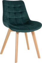 Chaise de salle à manger CLP Brook - Structure bois - Velours - Velours - vert