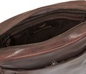 Open bruine leren tas van Mustang met een binnenvak en Mustang logo.