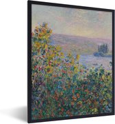 Fotolijst incl. Poster - Bloembedden in Vetheuil - Schilderij van Claude Monet - 30x40 cm - Posterlijst