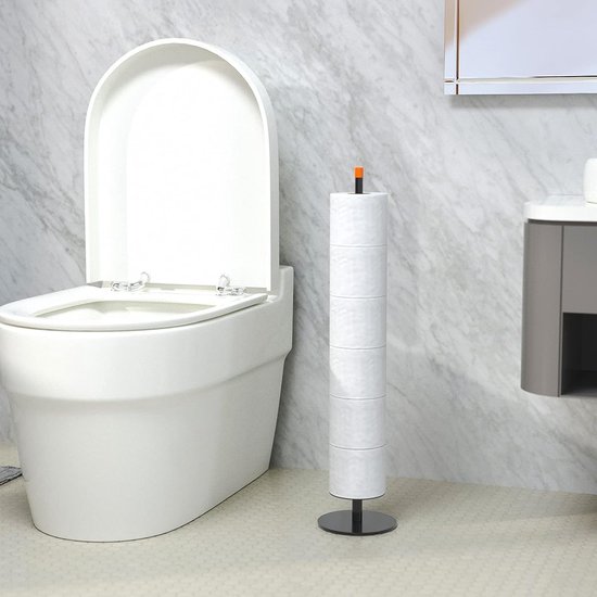 Toiletpapierhouder met verzwaarde basis, staande toiletpapierhouder, voor het opbergen van toiletpapier, premium roestvrij staal, staande toiletpapierhouder, zonder boren