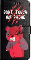 LuxeBass Boekhoesje met print geschikt voor Samsung Galaxy A12 5G - Angry Bear gsm hoesje - telefoonhoes - telefoonhoesjes