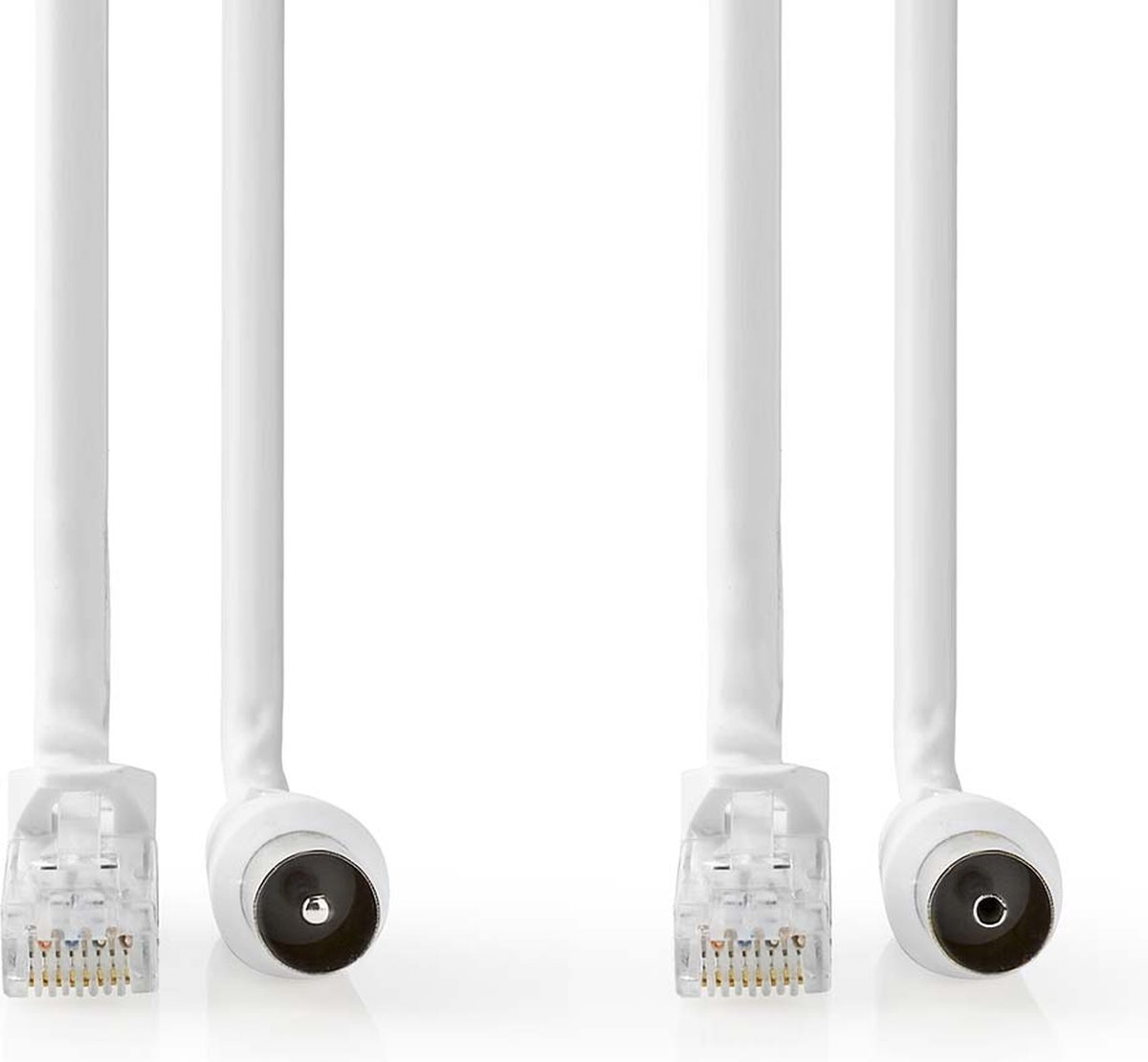 Coax- en CAT6-Combikabel | IEC (Coax) Male / RJ45 Male | IEC (Coax) Female / RJ45 Male | Vernikkeld | RG58 | 75 Ohm | Dubbel Afgeschermd | 3.00 m | Rond | PVC | Wit