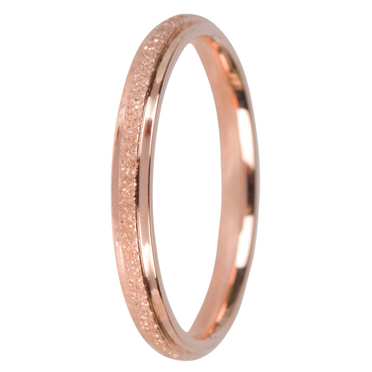 Glitter Ring - Minimalistische Ring - Rosé Goud RVS (18.00mm / maat 57)