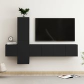 The Living Store Meuble TV Trendy Zwart - 60 x 30 x 30 cm - Fixation murale - Espace de rangement pour livres et DVD