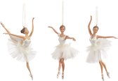 Viv! Christmas Kerstornament - Ballerina's met tule rok - set van 3 - wit - 19cm