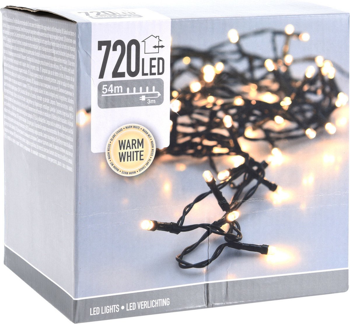 Bol.com 54 meter LEDverlichting / LEDsnoer met 720 LED's warm/wit | voor binnen en buiten aanbieding