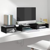 The Living Store Monitorstandaard Zwart - 80 x 24 x 10.5 cm - Verstelbaar en draaibaar