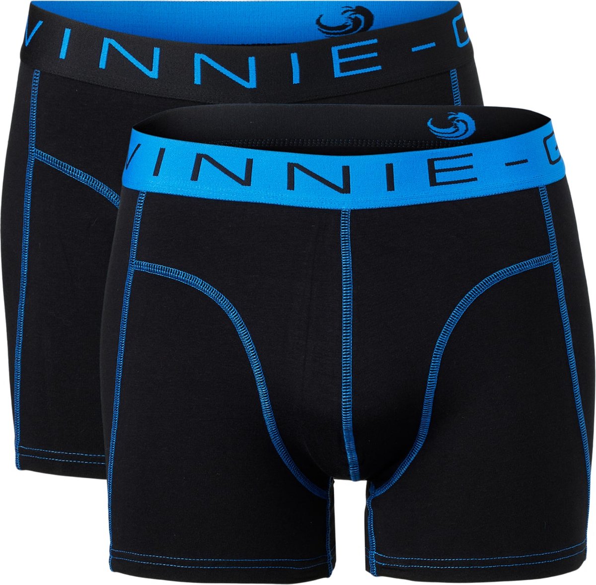 Vinnie-G Boxershorts 2-pack Black/Blue Stitches - Maat XXL - Heren Onderbroeken Zwart - Geen irritante Labels - Katoen heren ondergoed