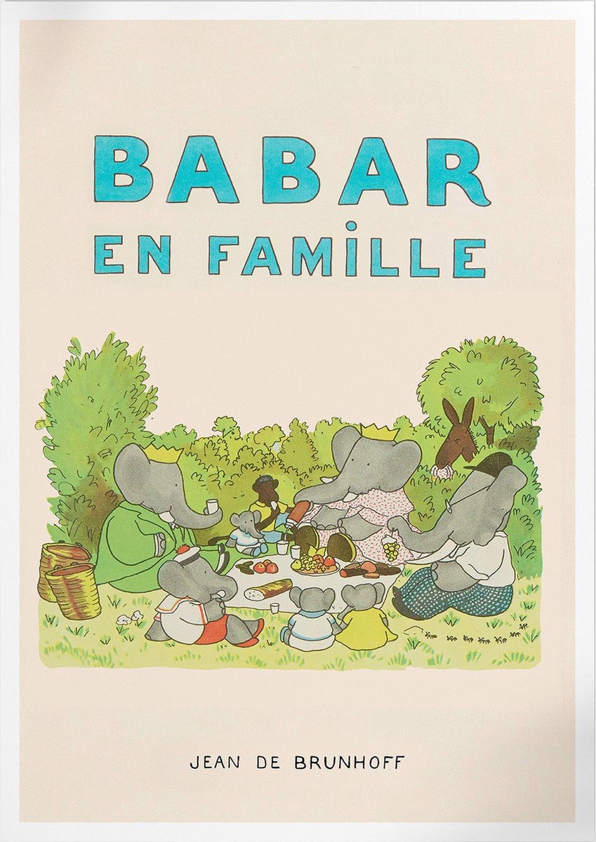Pepperwall Un Pique-Nique De Babar (Babar de Olifant) | Poster | B2: 50 x 70 cm Multikleur