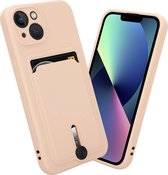 Coverzs telefoonhoesje geschikt voor Apple iPhone 13 Pro Max hoesje - telefoonhoesje met pasjeshouder met schuifknop - strak design - optimale bescherming - roze
