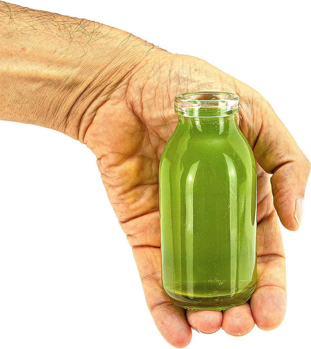 Casavetro - kleine vazen glazen flessen C-Deco TR brede hals inclusief lus glazen flesjes Landhuis Vintage vaas fles glas helder mini melkflessen Dekoflessen (24 stuks wit