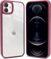 Coverzs telefoonhoesje geschikt voor Apple iPhone 11 solid bumper hoesje - optimale bescherming - mat - transparant / bordeaux