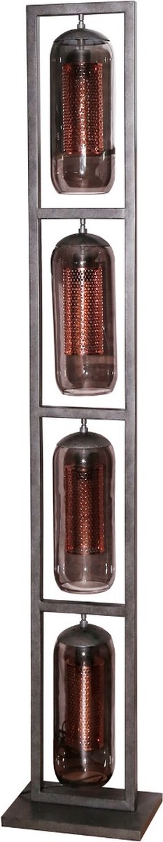 AnLi Style Vloerlamp 4L tower smoke glas-geperforeerd staal