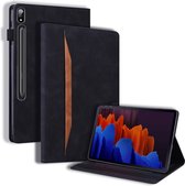 Case2go - Tablet hoes geschikt voor Samsung Galaxy Tab S7 Plus (2020) - Business Wallet Book Case - Met pasjeshouder - Zwart