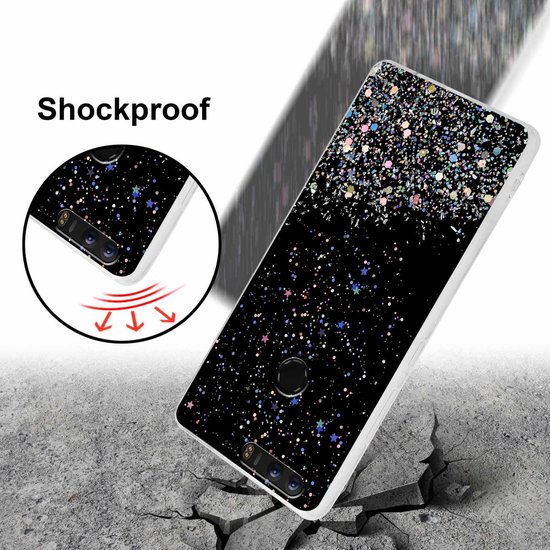 Coque Cadorabo compatible avec Honor 8 / 8 PREMIUM en Zwart avec Glitter - Housse de protection en silicone TPU flexible avec paillettes scintillantes