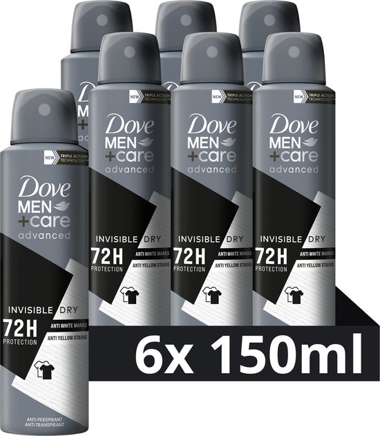 Dove Men+Care Advanced Invisible Dry Anti-Transpirant Deodorant Spray - 6 x  150 ml -... | bol