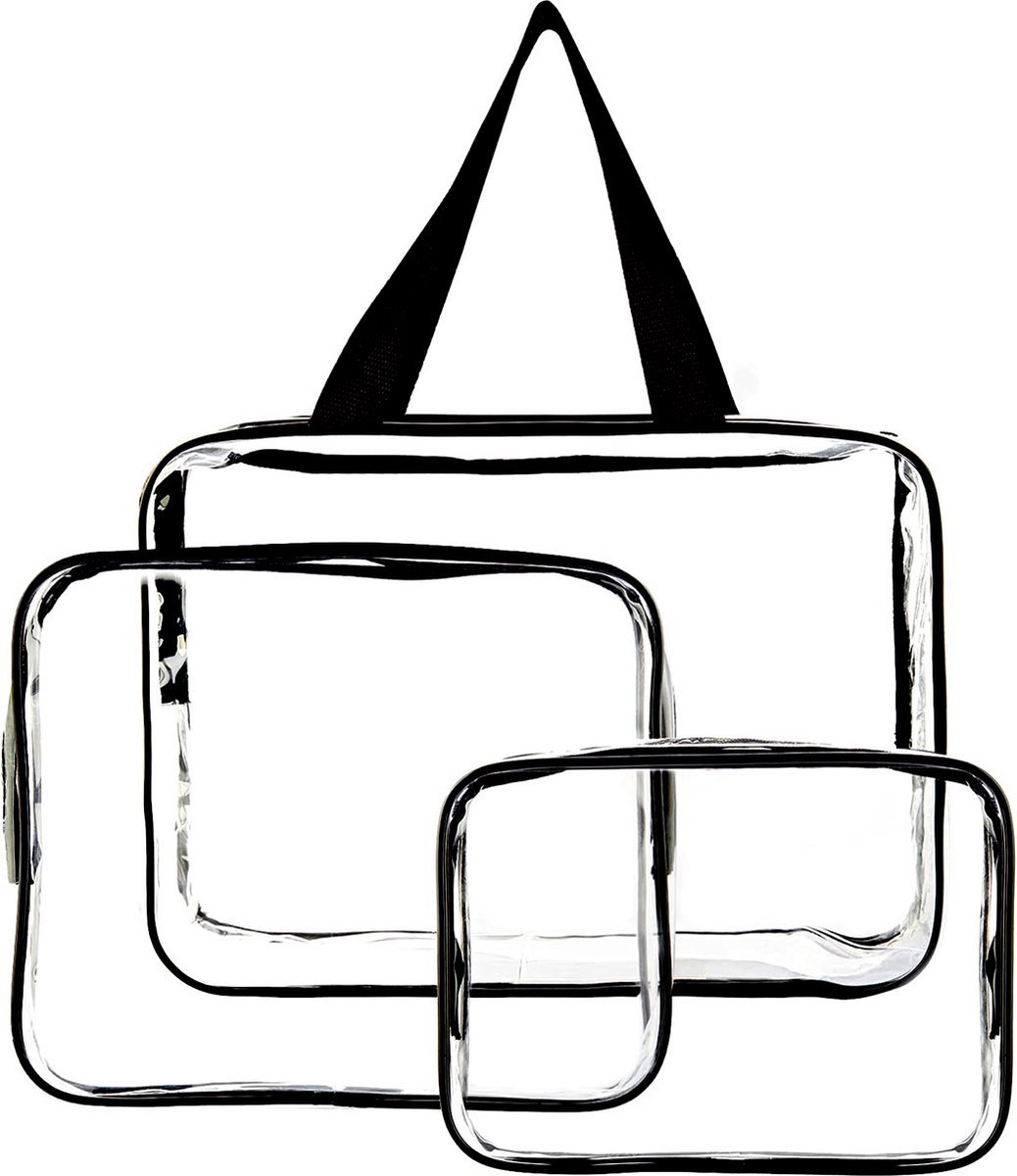Techvavo® 3-Pack Doorzichtige Toilettas Set - Transparante Travel Organizers voor Georganiseerd Reizen