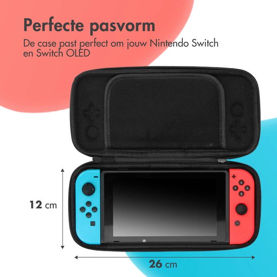 iMoshion Case - Geschikt voor Nintendo Switch en Switch OLED - Accessoires - Compacte Hard Cover hoes - Inclusief Meeneemlus - Zwart - iMoshion