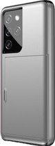 Hoesje geschikt voor iPhone 14 Pro Max - Backcover - Hardcase - Pasjeshouder - Portemonnee - Shockproof - TPU - Zilver