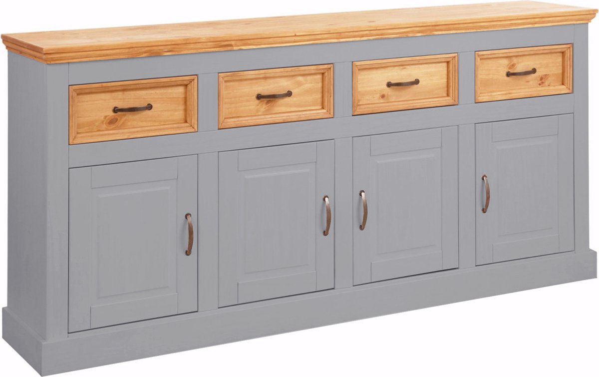 Selma - Dressoir met 4 deuren en 4 laden Grijs (87 x 190 x 38 cm)